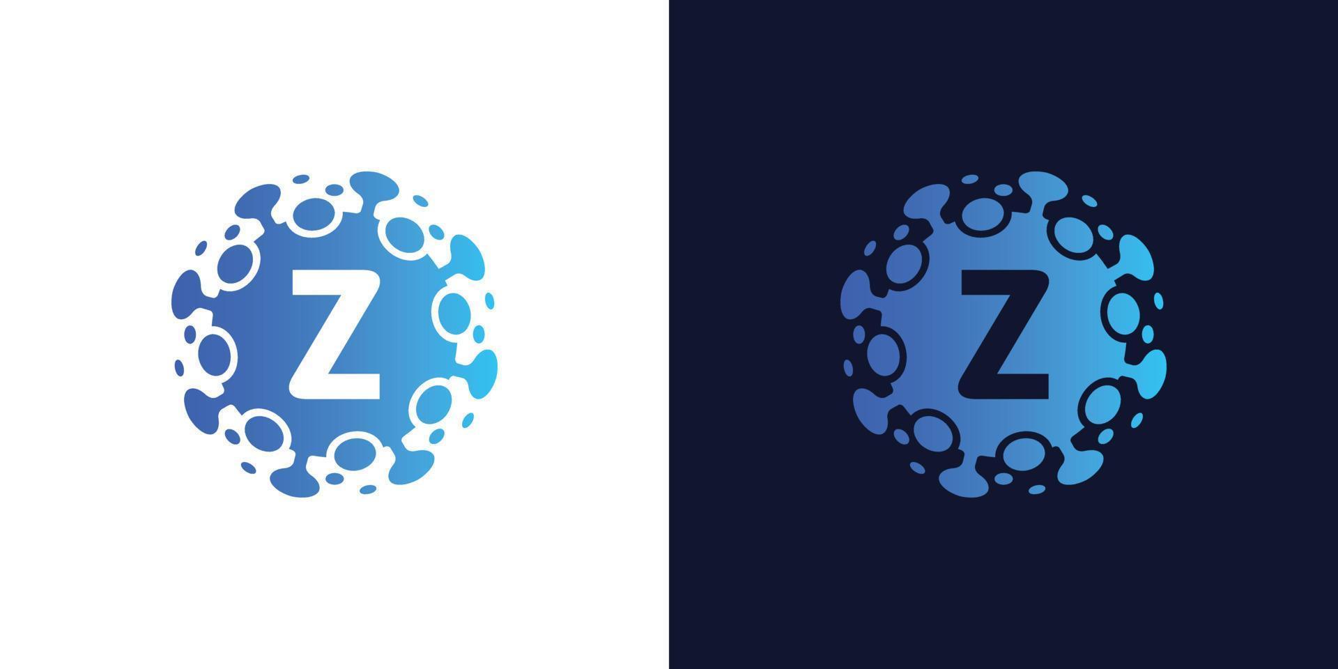 diseño de logotipo de letra inicial de molécula z, elemento de diseño de logotipo de laboratorio, vector de diseño con puntos