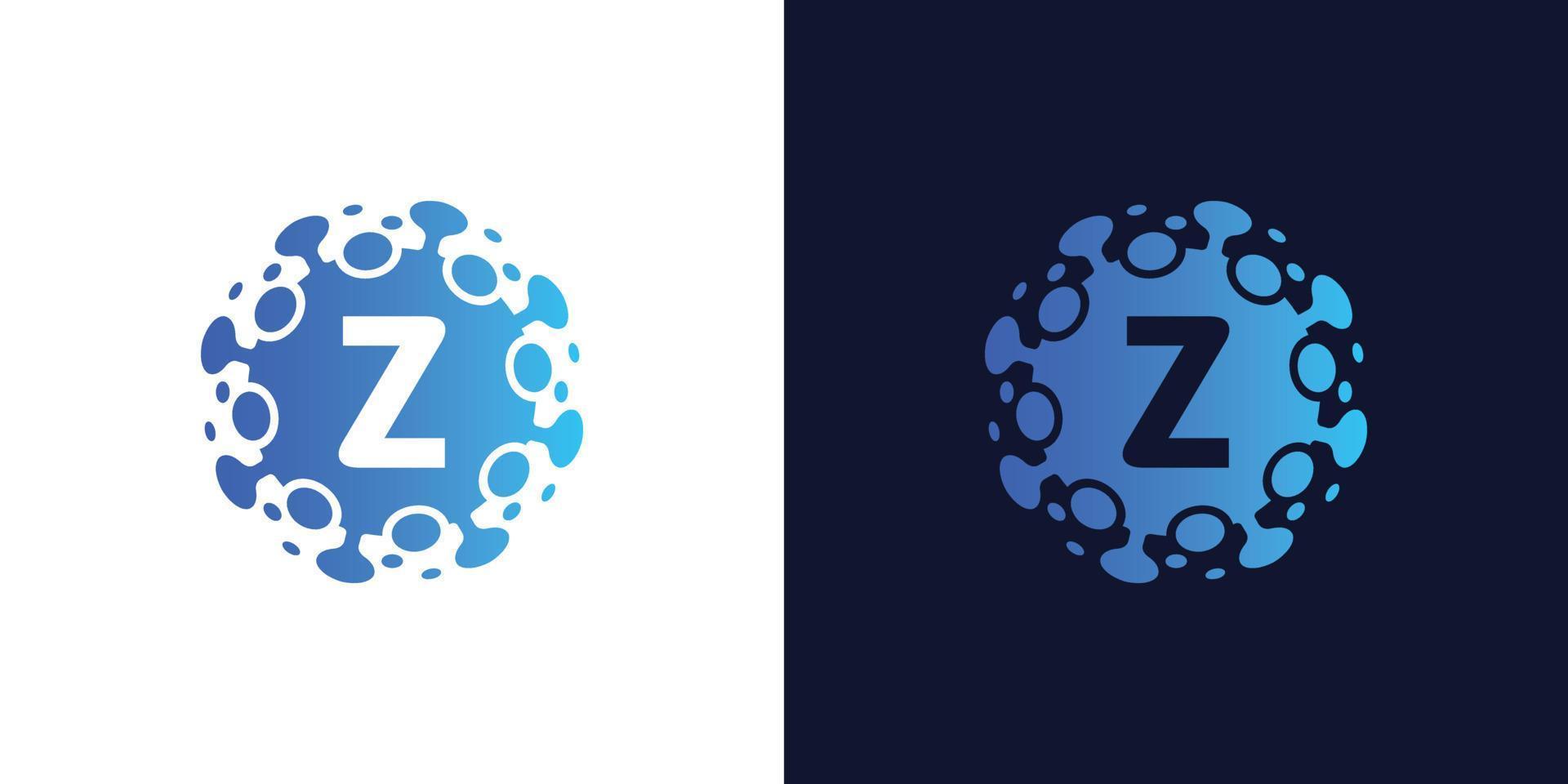 molecule initial Letter Z Logo design , Lab Logo Design Element , Design Vector with Dots