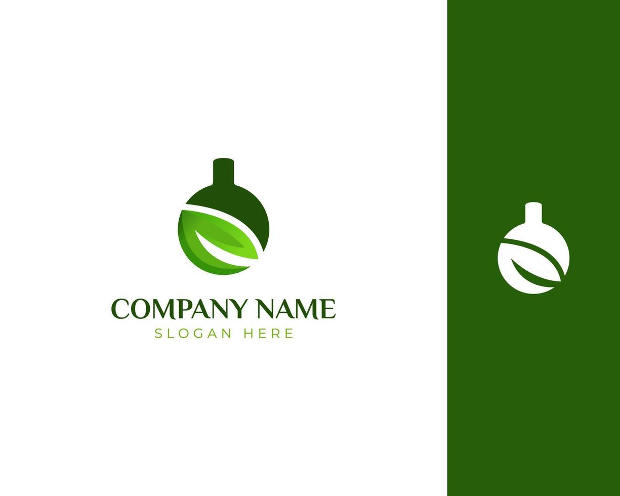 Minimalist herbal logo. leaf and tube logo vector