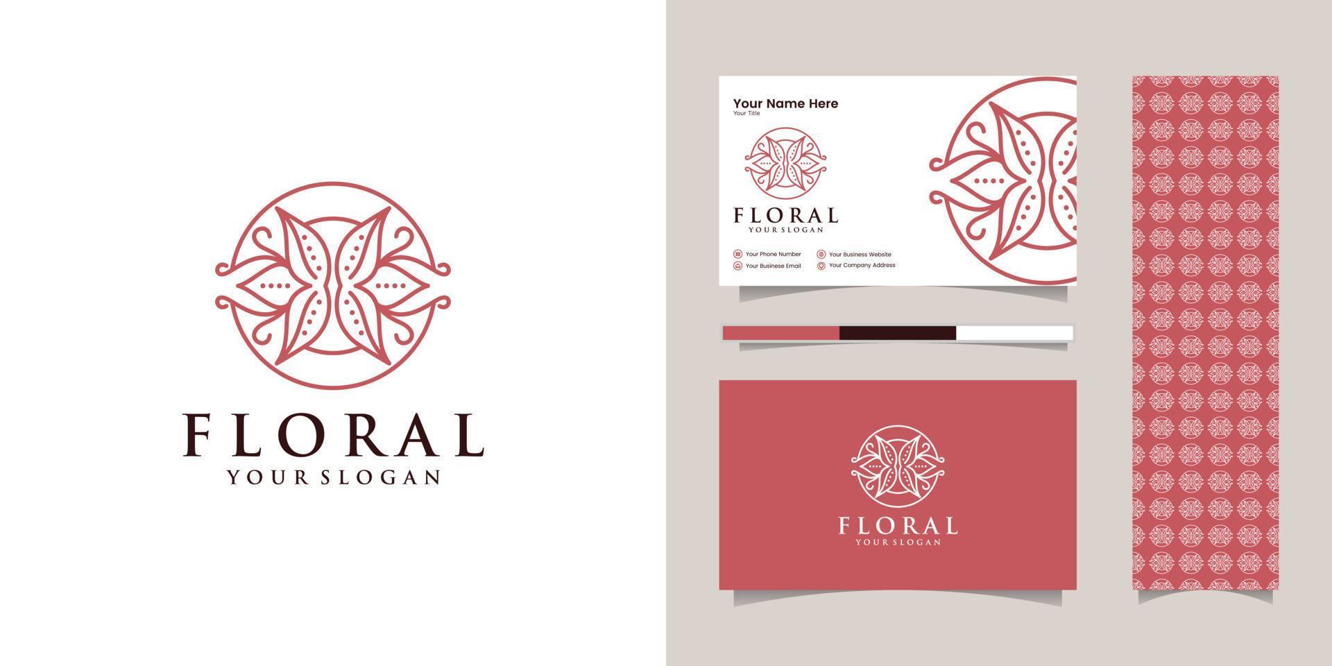 logotipo floral y tarjeta de visita, belleza, mujer, spa vector