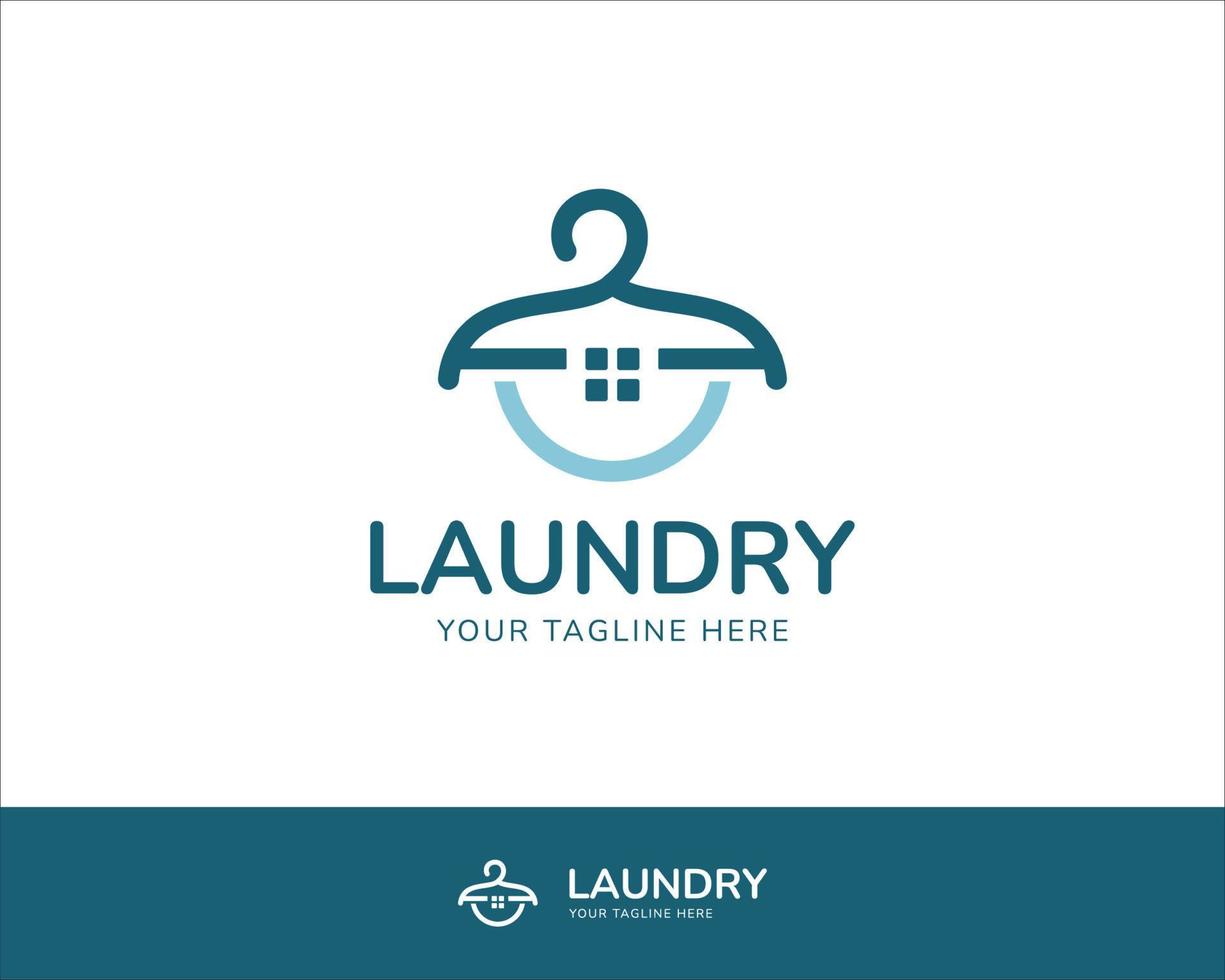 Minimalist Laundry house logo. Hanger and house logo vector