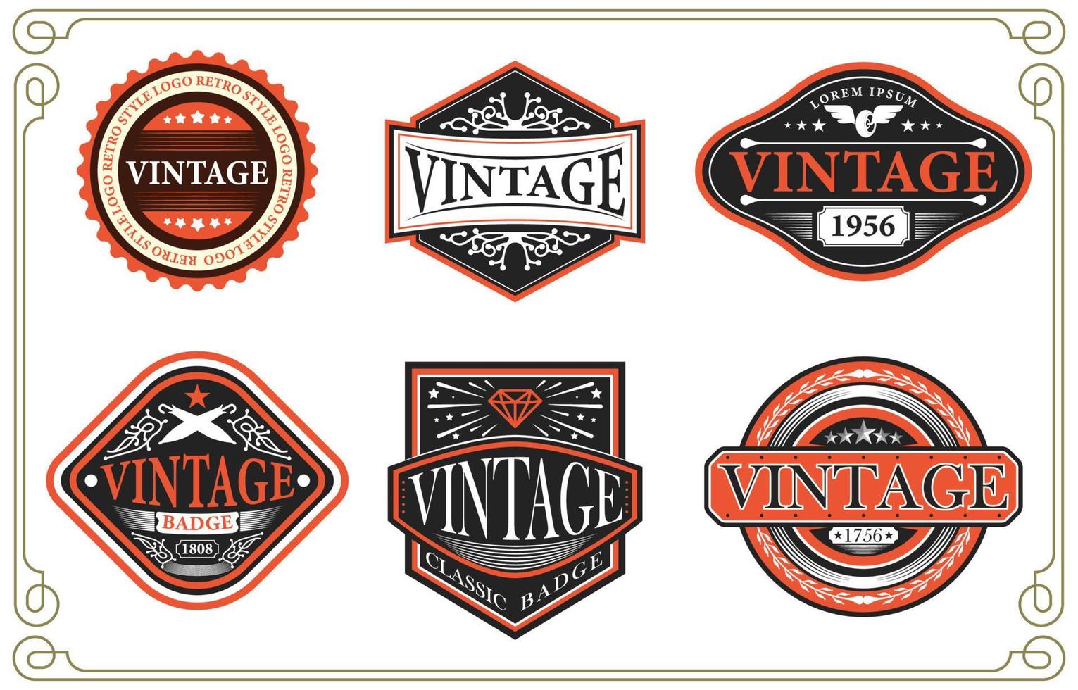 conjunto de insignia y logotipo vintage vector