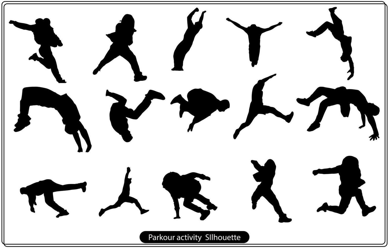 set vector silhouettes parkour free