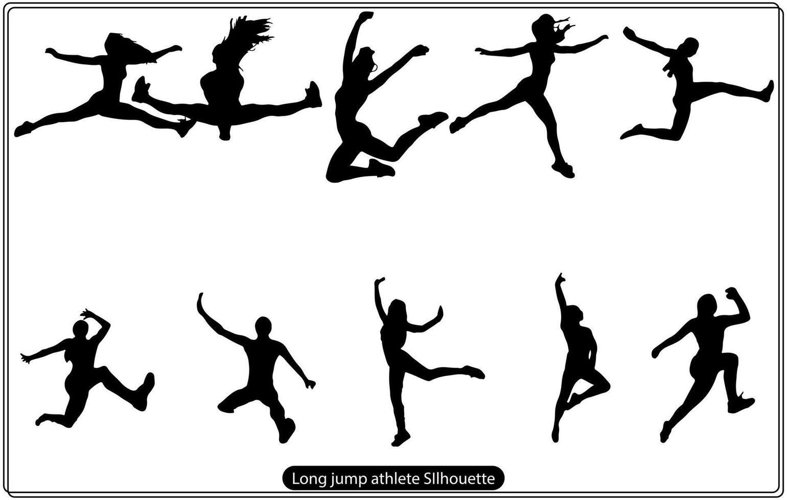 Long Jump Silhouette on white background free vector