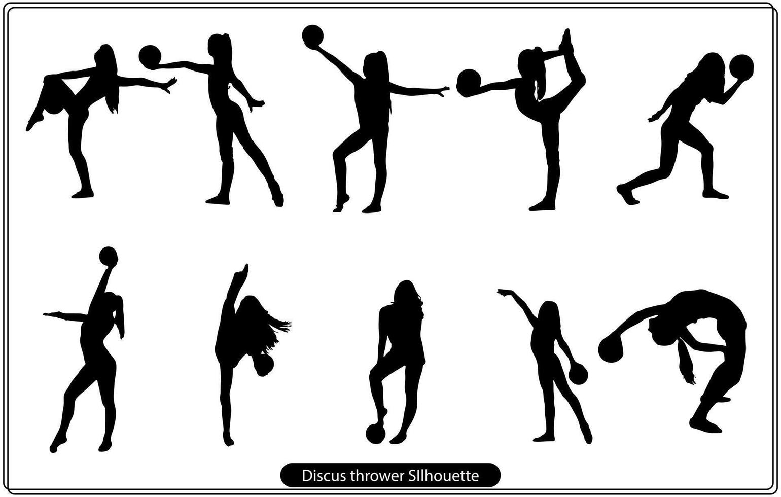 Discus Throw Silhouette on white background vector