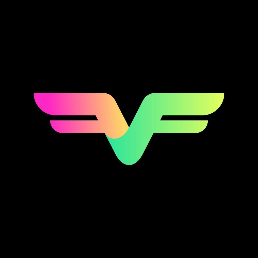 letter f curves wing design logo vector