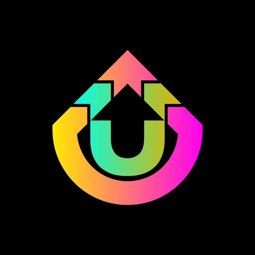 Letter U up arrow logo icon design template elements vector