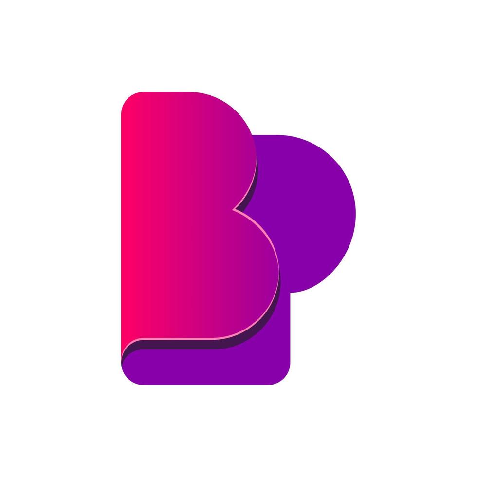 Initial lowercase letter bp, curve rounded logo, gradient vibrant colorful glossy colors on black background vector