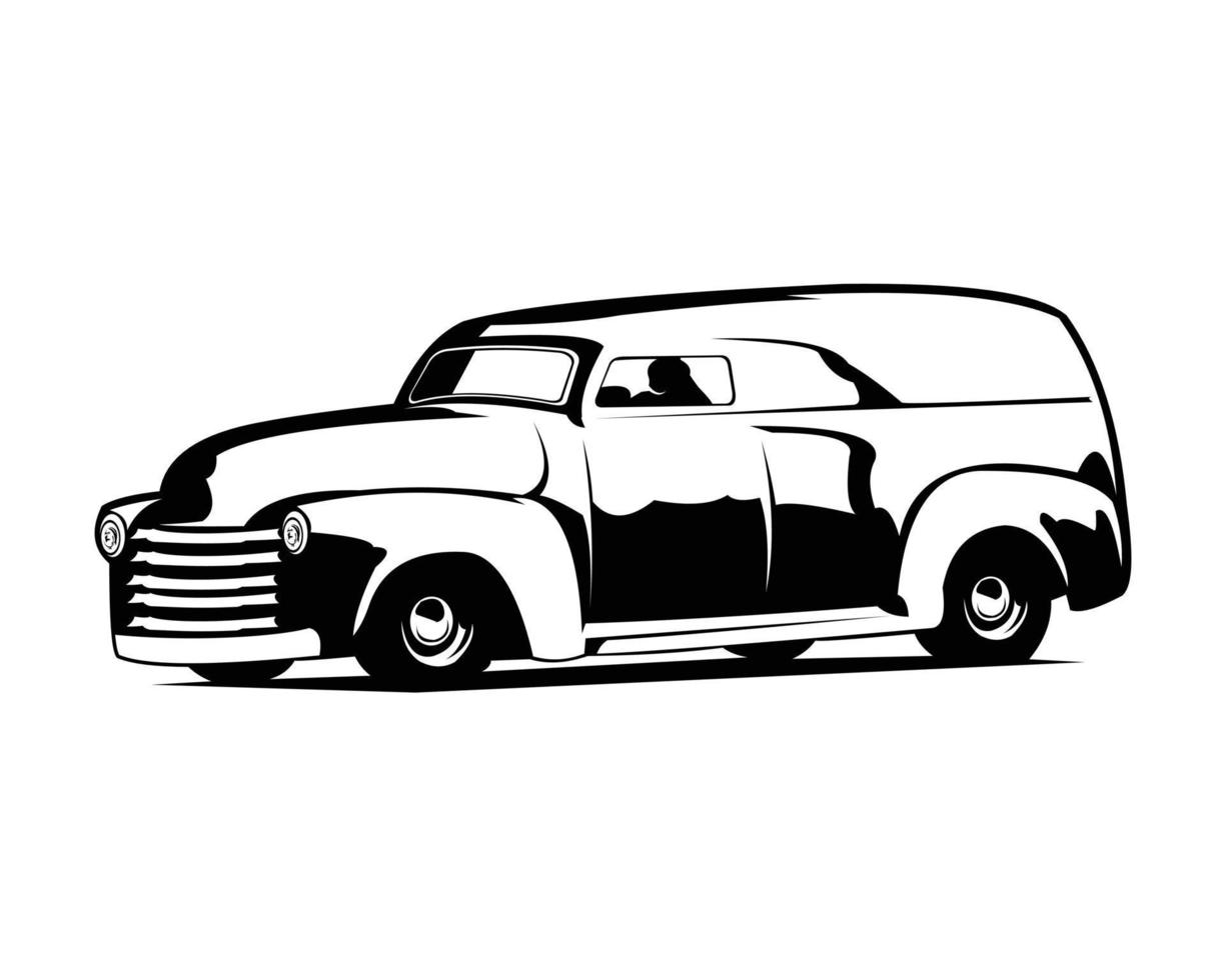 chevrolet panel van 1952 silhouette. isolated white background view from side. the best for the truck industry vector