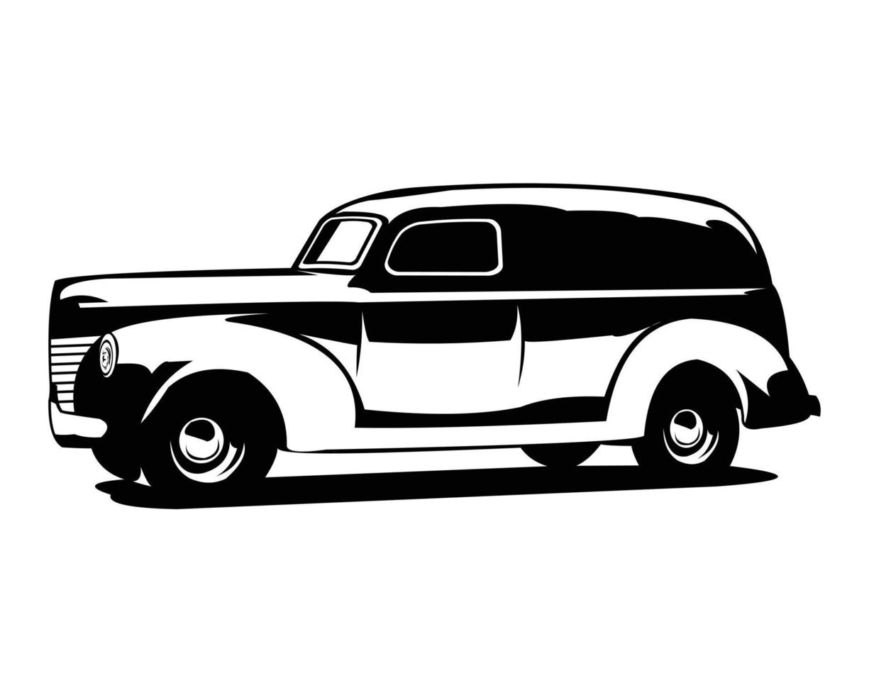 Illustration of 1952 chevrolet panel van. The illustrations are easy to use and highly customizable, logically layered to suit your needs. shiny car isolated on white background vector