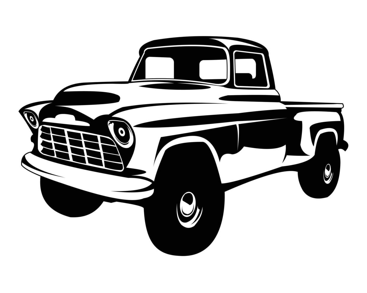 Logotipo de silueta de camión chevy de los años 50. diseño de camión de perimio vectorial. mejor para insignias de concepto de emblema, camiones industriales. vector
