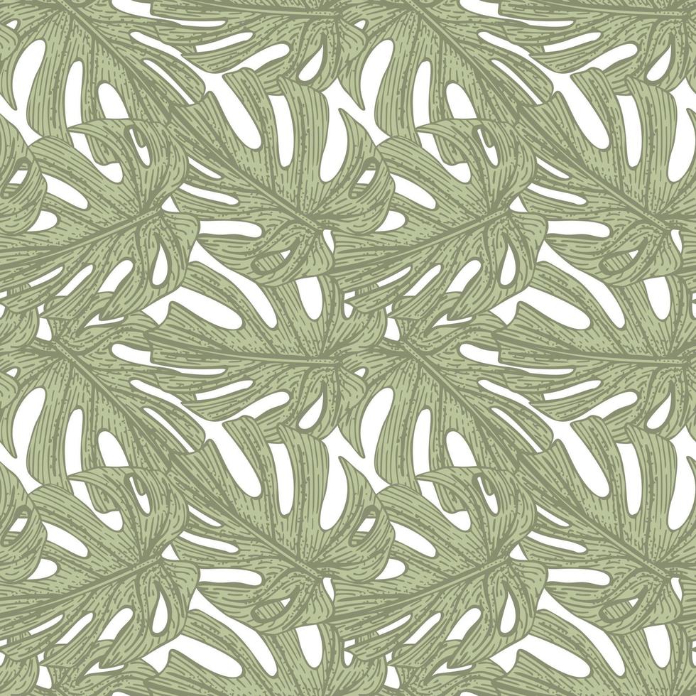 Tropical Monstera leaf seamless pattern. Jungle leaves background. Repeated exotic design texture for printing, fabric, wrapping paper, fashion, interior, wallpaper, tissue. Vector illustration.