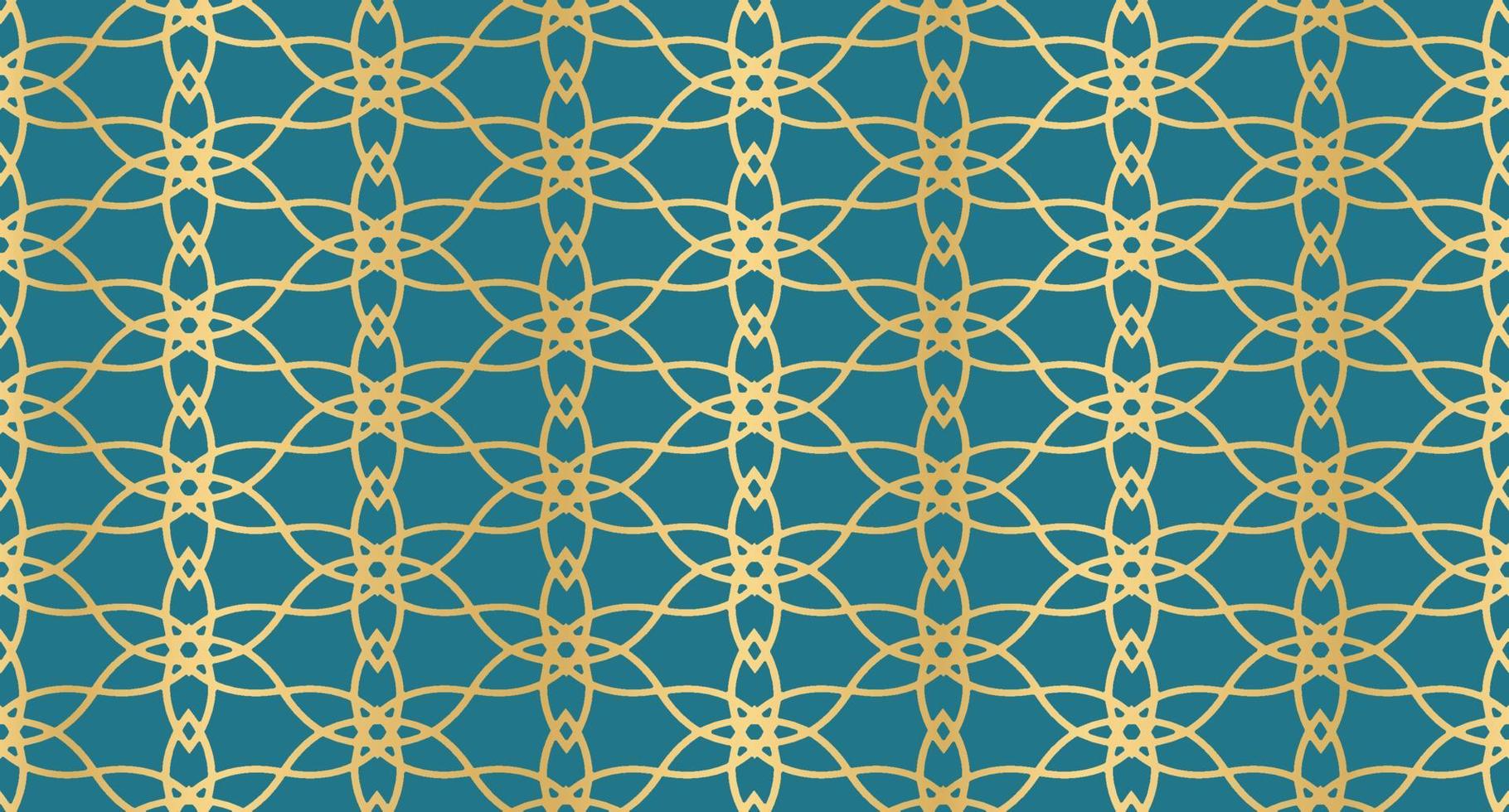 Abstract background with islamic ornament. Golden lined tiled motif. Arabic geometric seamless ornament pattern. Arabic geometric texture. Islamic background. Vector illustration