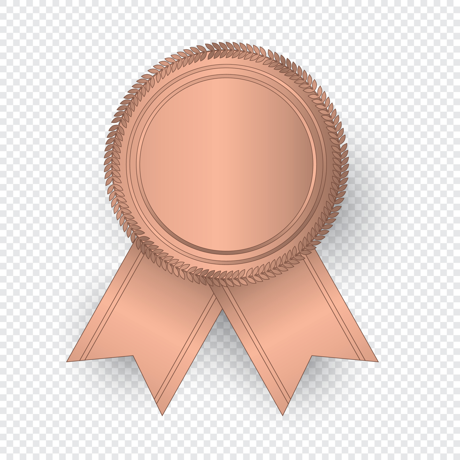 Vector bronze seal with ribbons. Luxury seal. Blank bronze seal. Vector