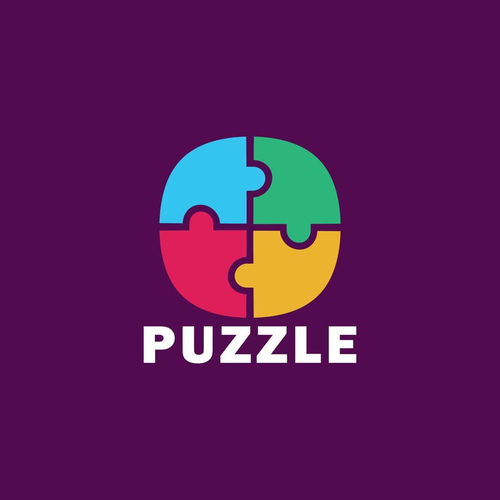 puzzle geometric logo simple minimalist design vector