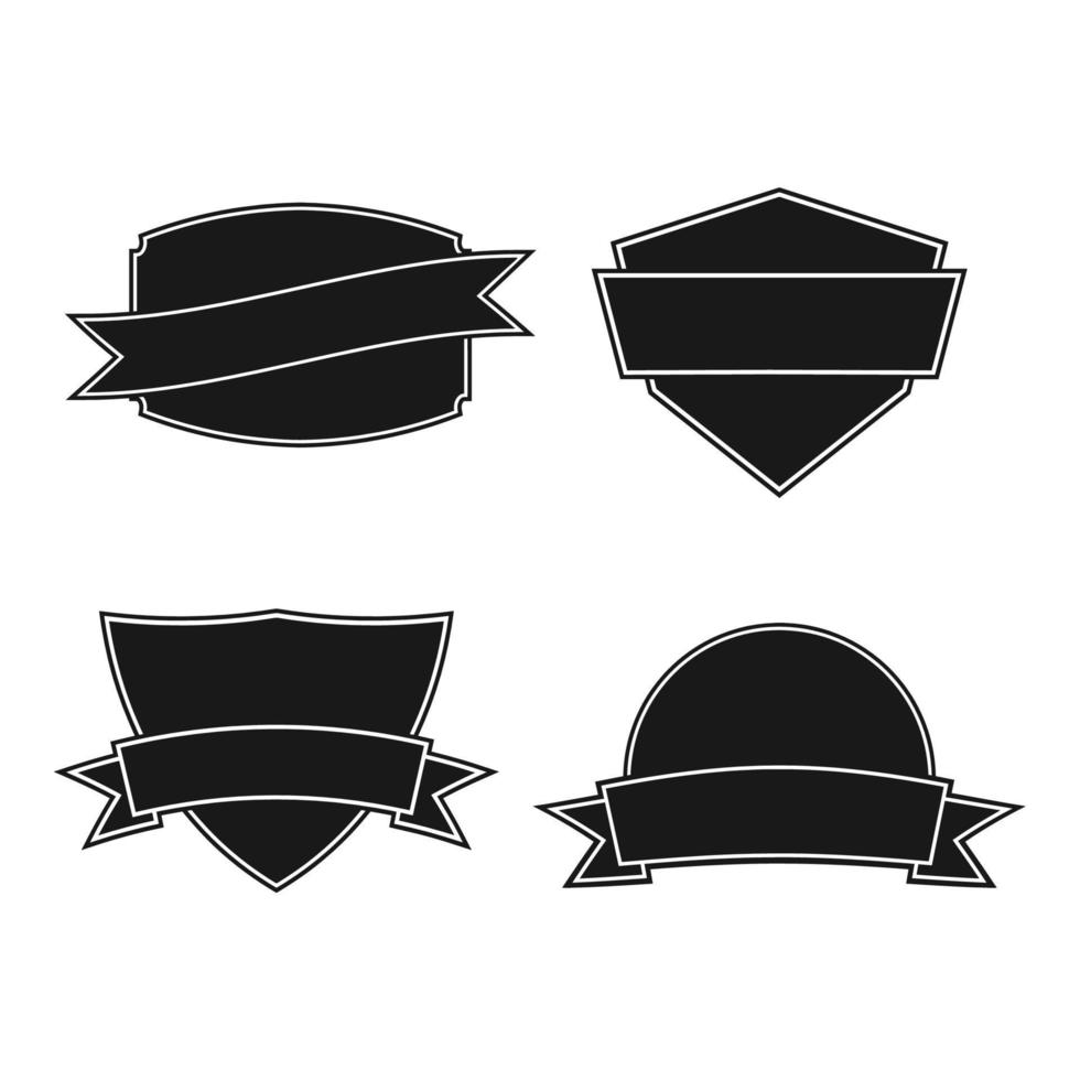 set of shield badge with ribbon logo sticker vector