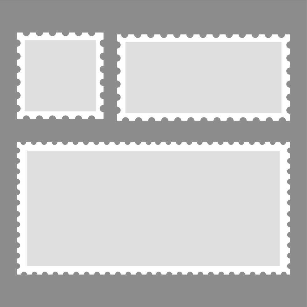 set of blank postage stamp frame vector design