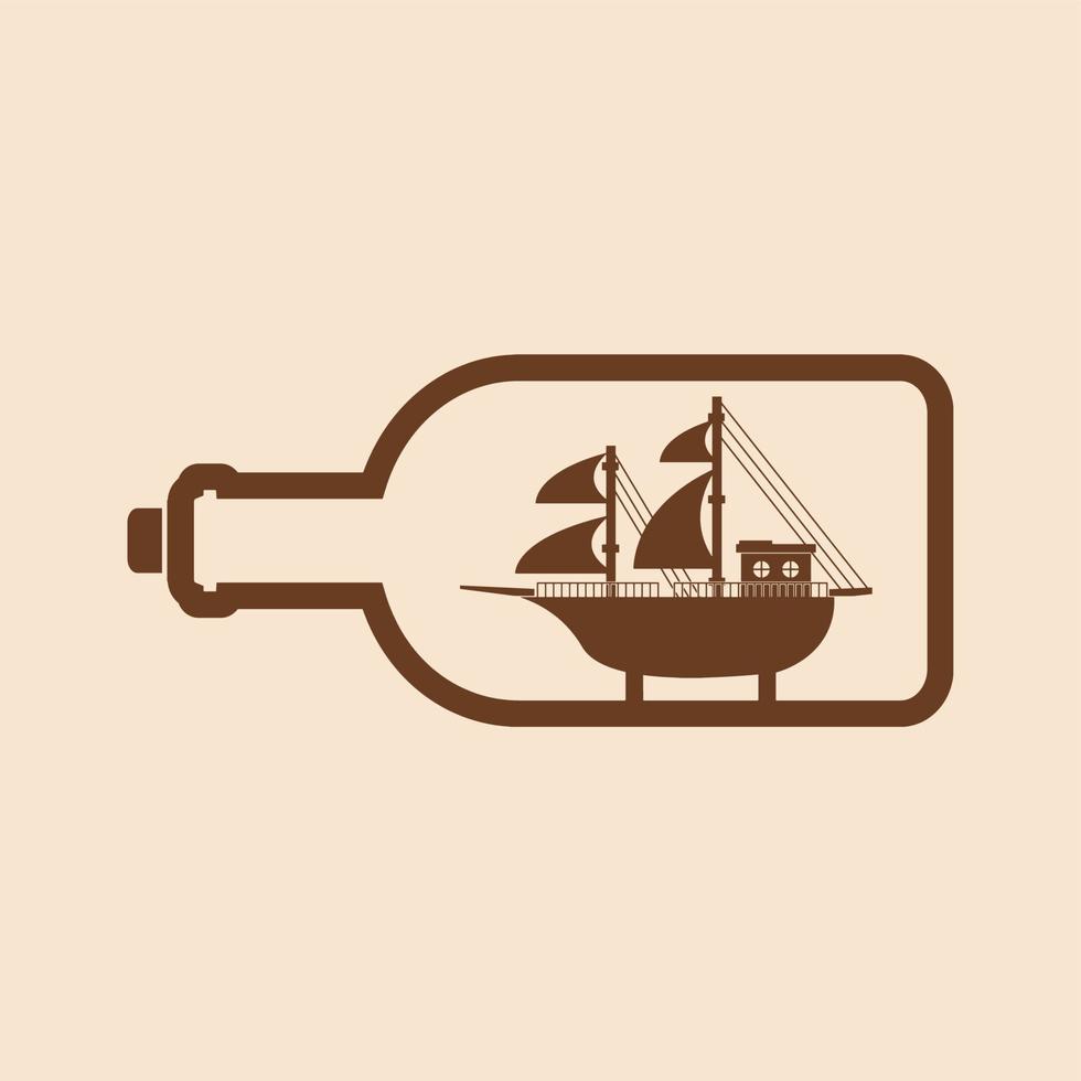 ship in a bottle illustration decoration vector