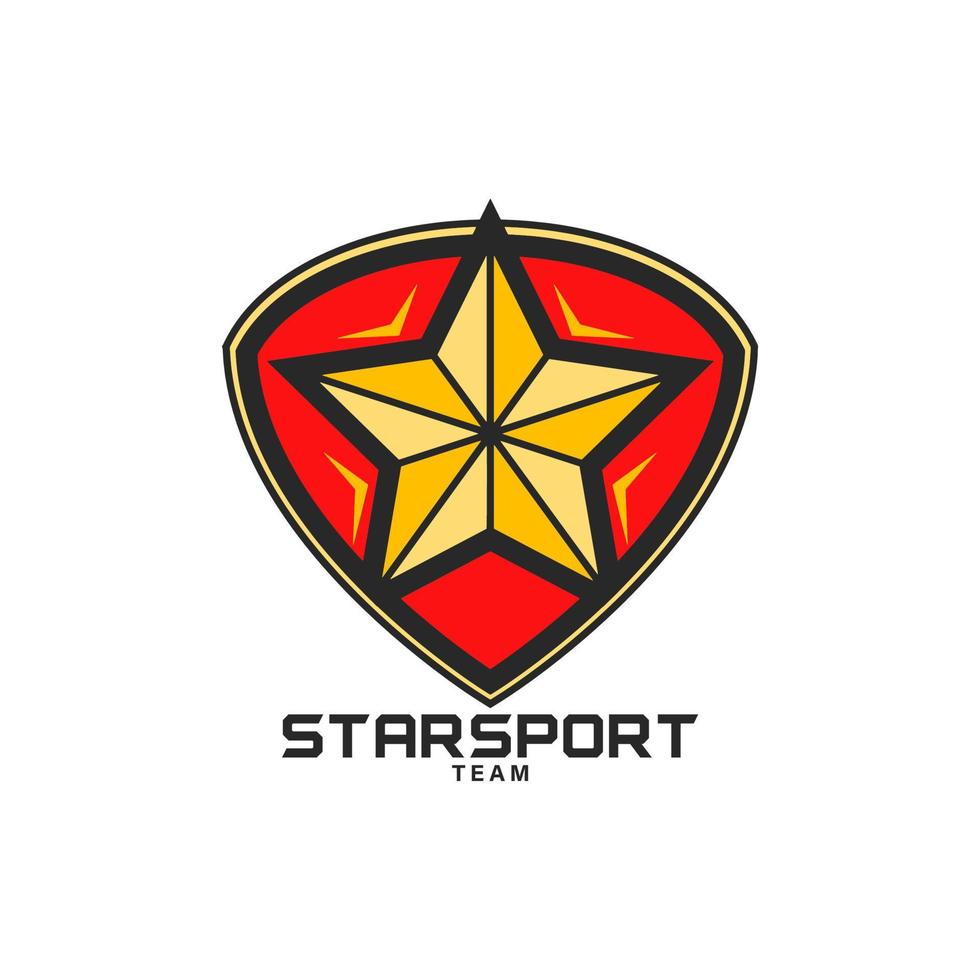 star sport team red and gold logo with shield vector