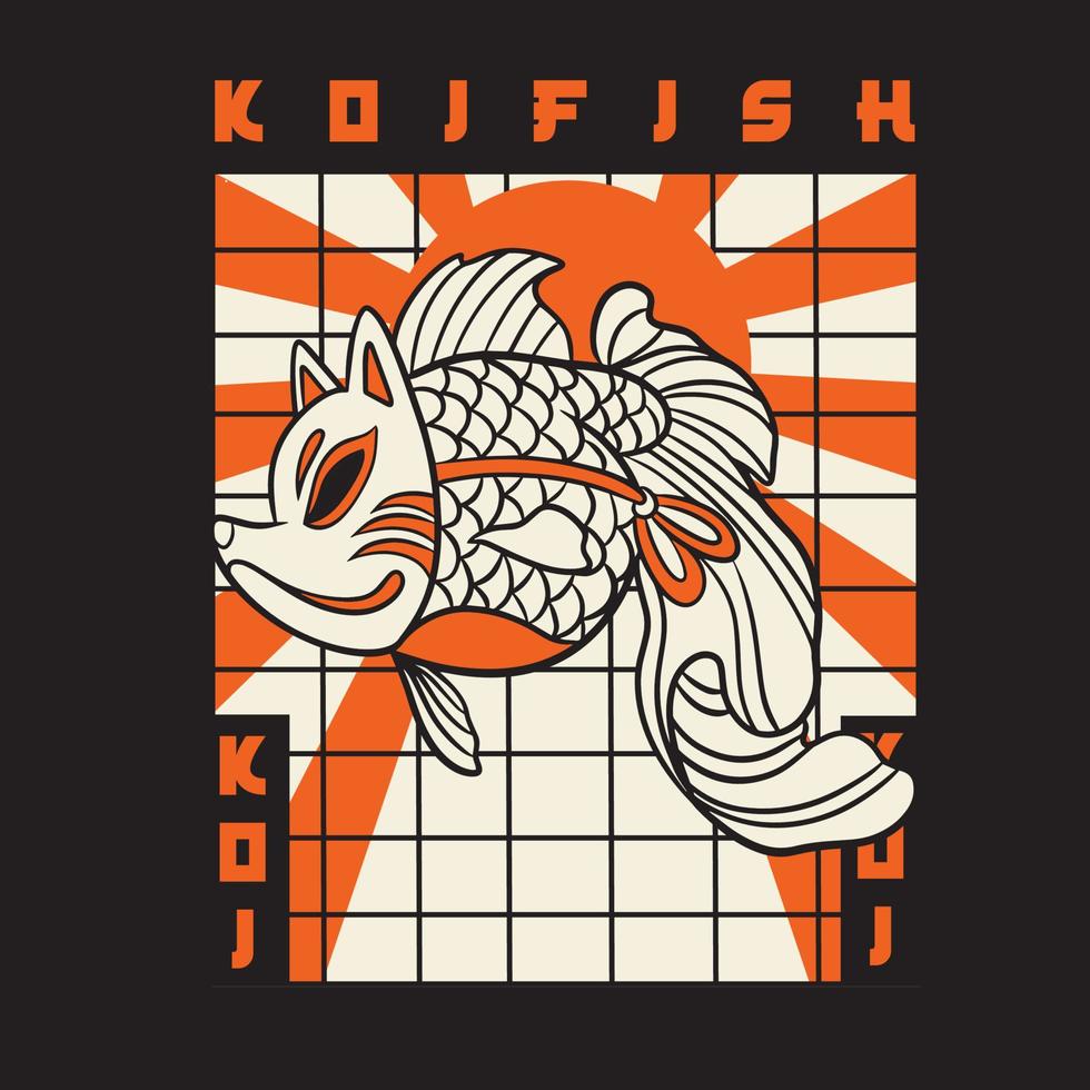 koi fish japan vector illustration