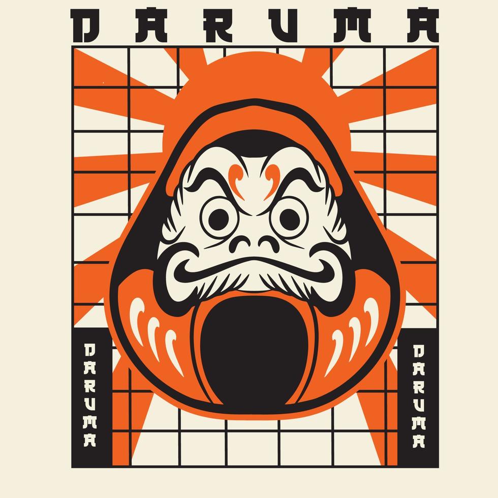 Japan symbol Daruma doll vector illustration