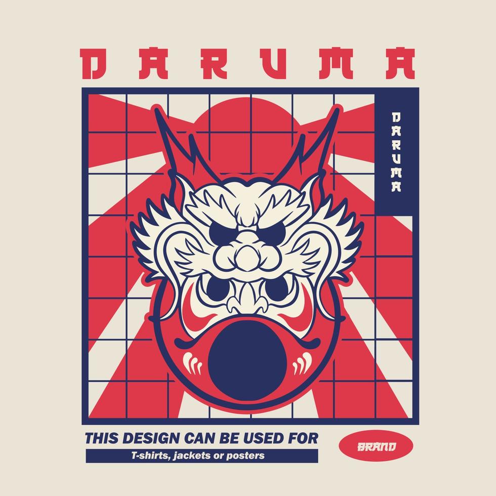 Japan symbol Daruma doll vector illustration