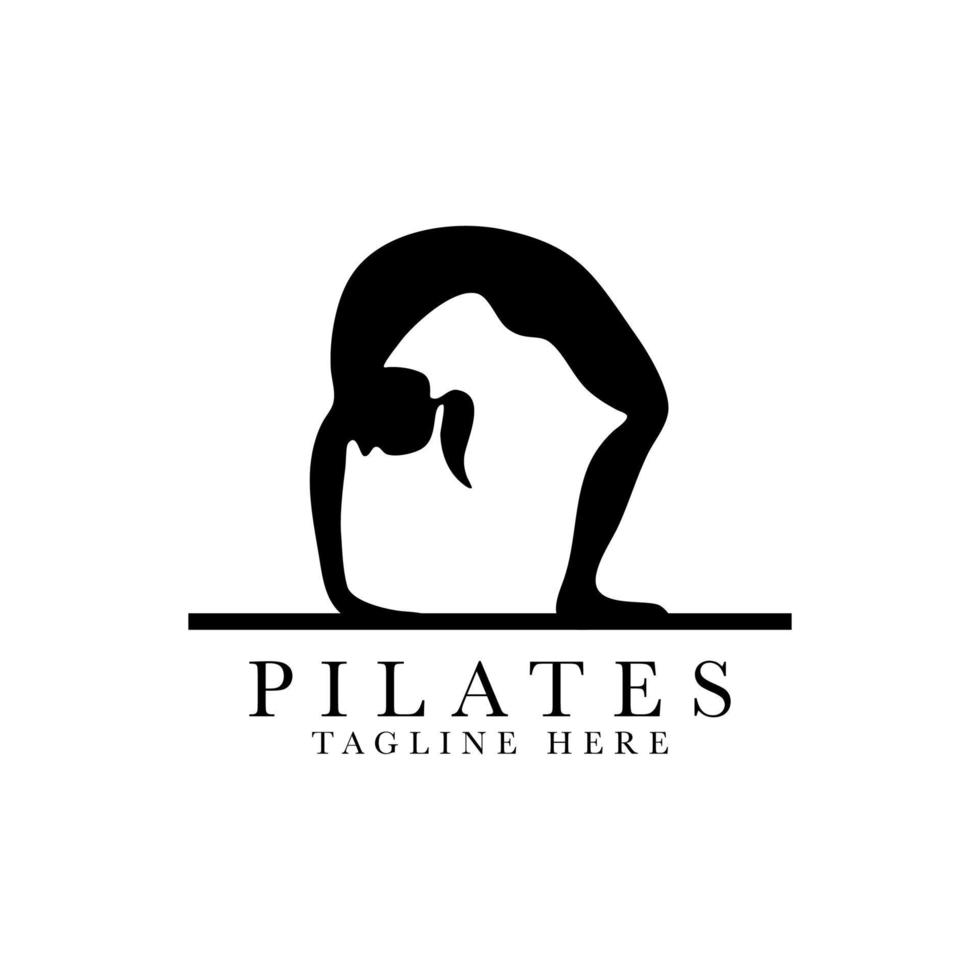 Pilates position female silhouette logo design vector