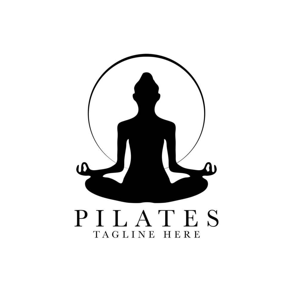 Pilates position female silhouette logo design vector