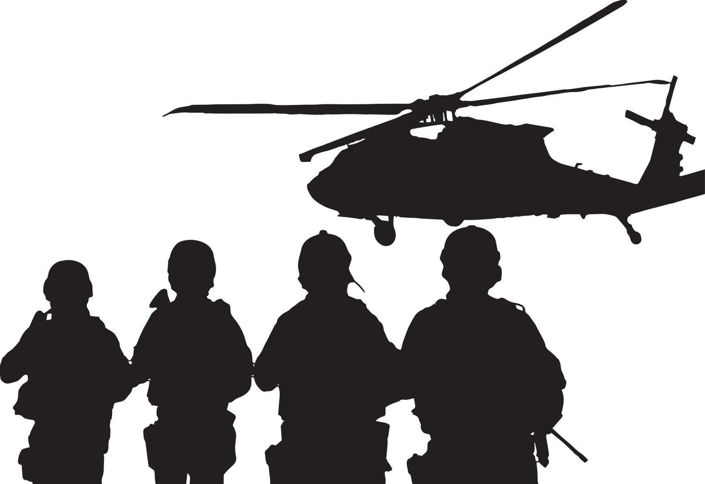 Set of military silhouettes, military vector illustration, Army soldiers, Military silhouettes background.