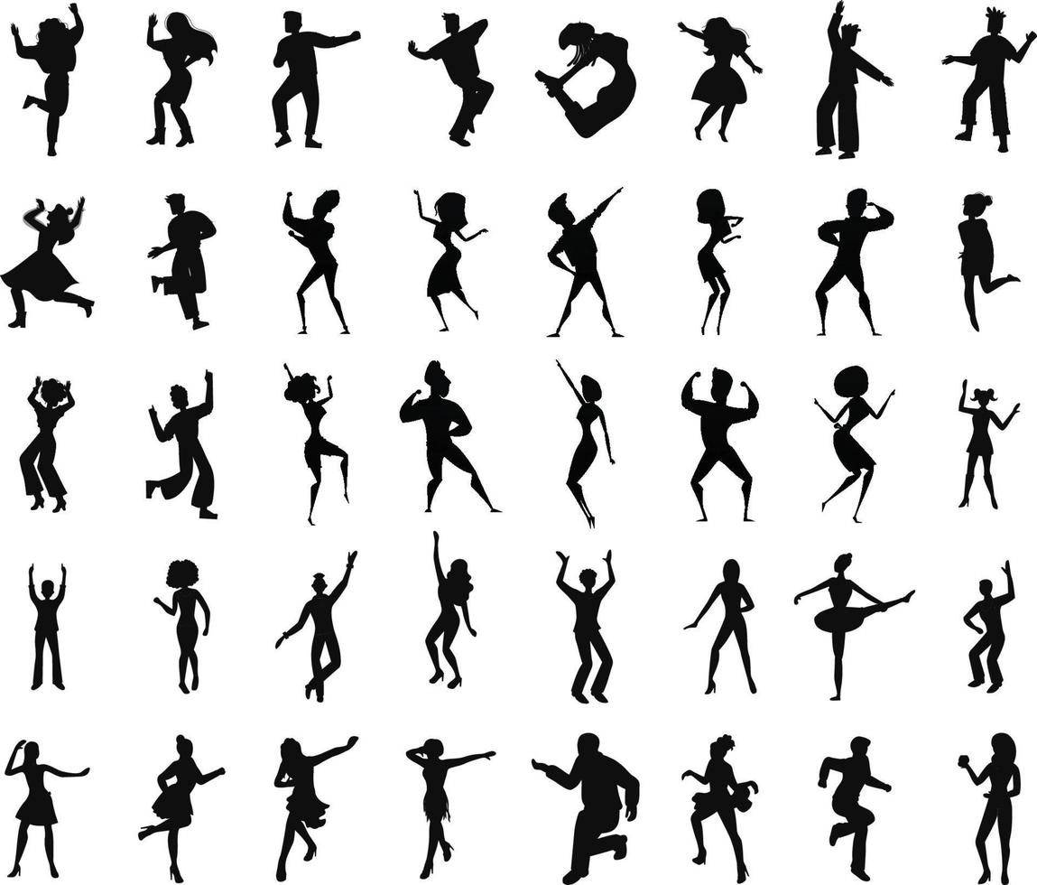 Female dancers vector silhouettes on white background. Fully editable.