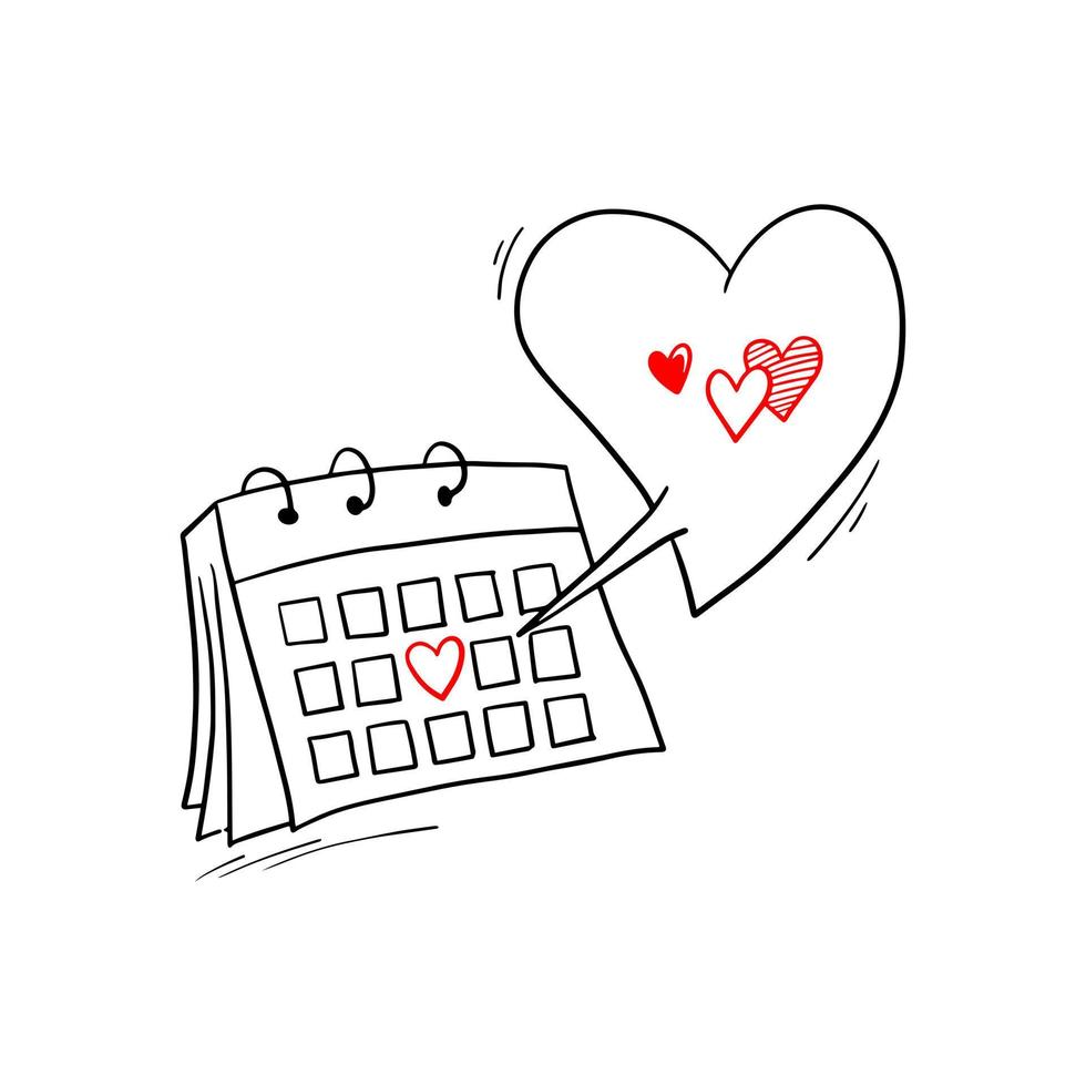 hand drawn doodle folding calendar with cartoon art style vector isolated