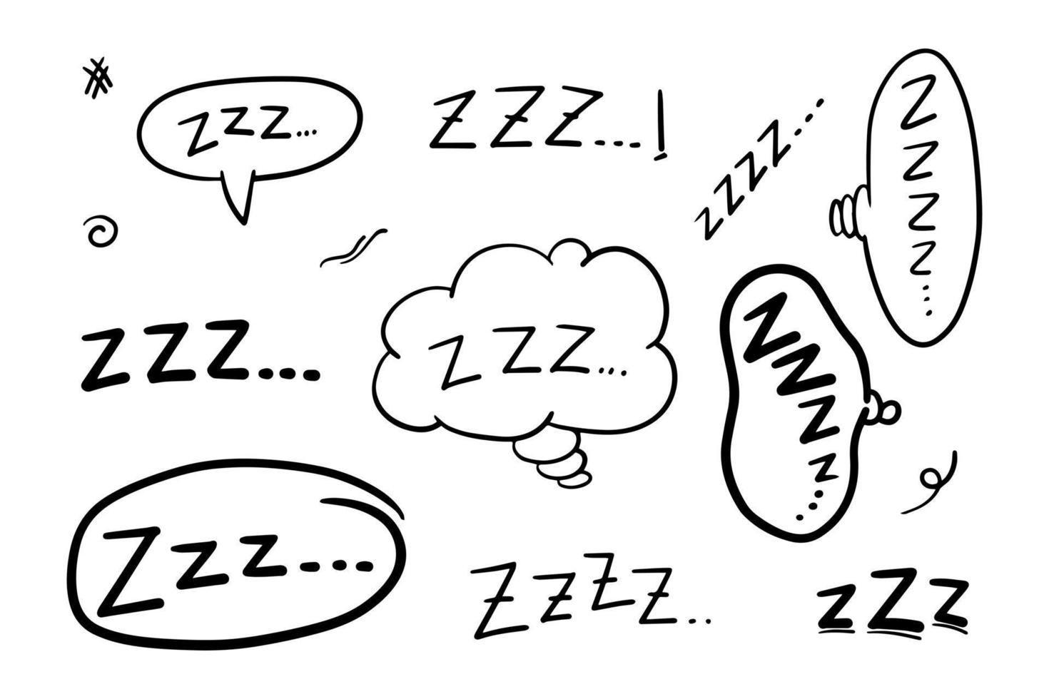 símbolo zzz y zzzz dibujado a mano, para dormir doodle ilustración vectorial vector