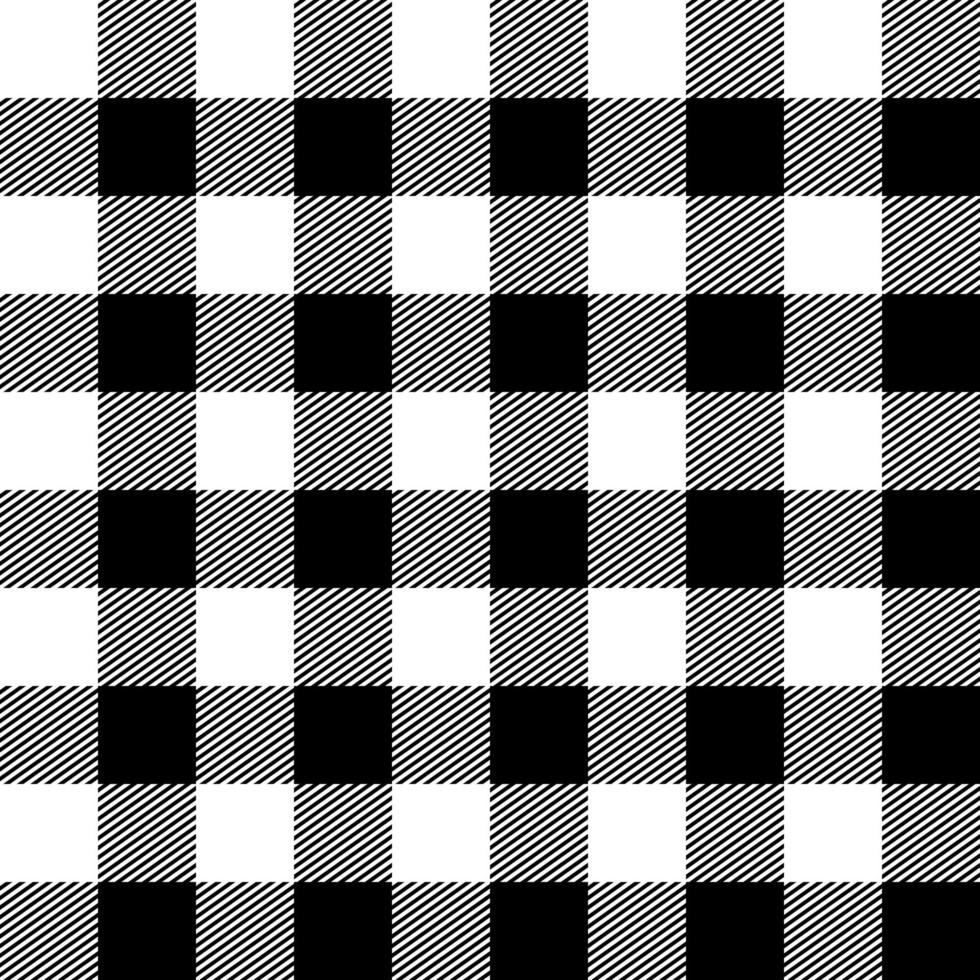 black white color Lumberjack Buffalo Plaid, Tartan scotland , seamless pattern fabric design . Minimal abstract geo lineal classic check background. Variegated stripes textile swatch, all over print vector