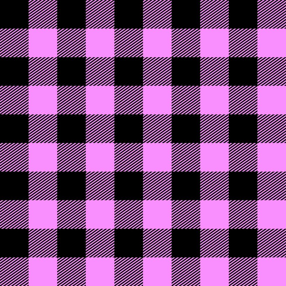 patrón de diseño de tela a cuadros moderno. mínimo abstracto geo lineal clásico dos colores fondo de cuadros de tartán. muestra textil de rayas variadas, estampado en bloque rosa y negro vector