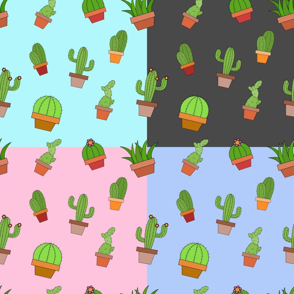 cartoon icon cactus endless pattern backgrounds vector