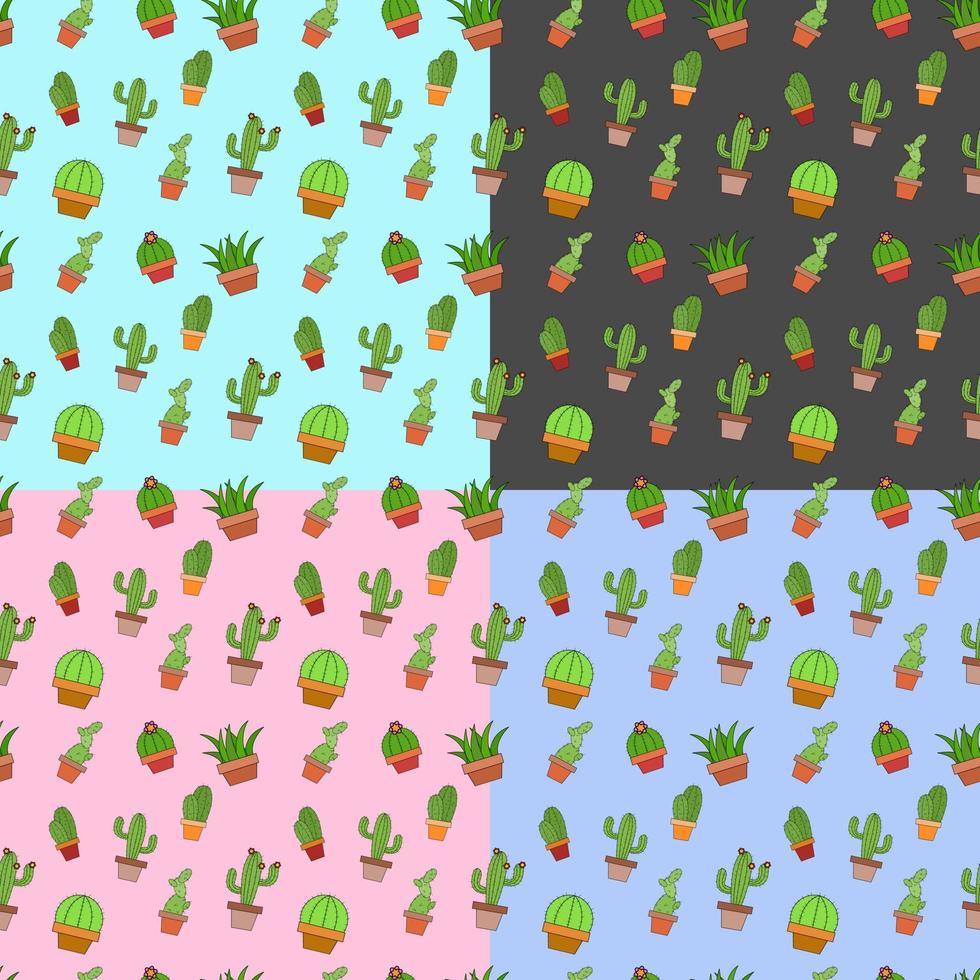 cartoon icon cactus endless pattern backgrounds seamless vector
