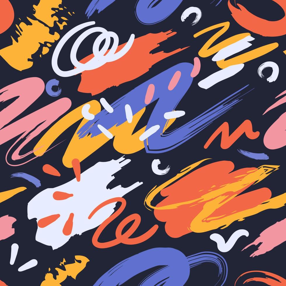 Grunge Hand Drawn Brush Strokes Seamless Pattern Background vector