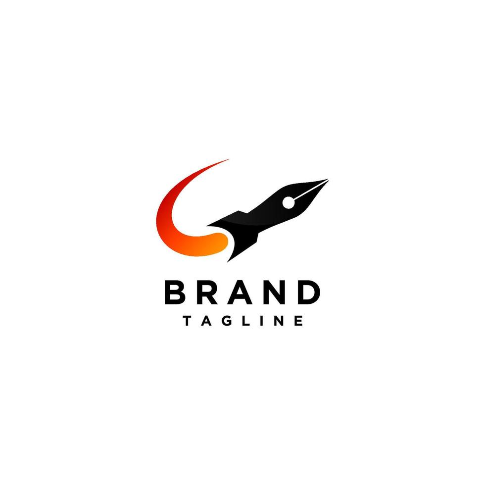 A Rocket Logo Template With A Pen Symbol On The Tip vector