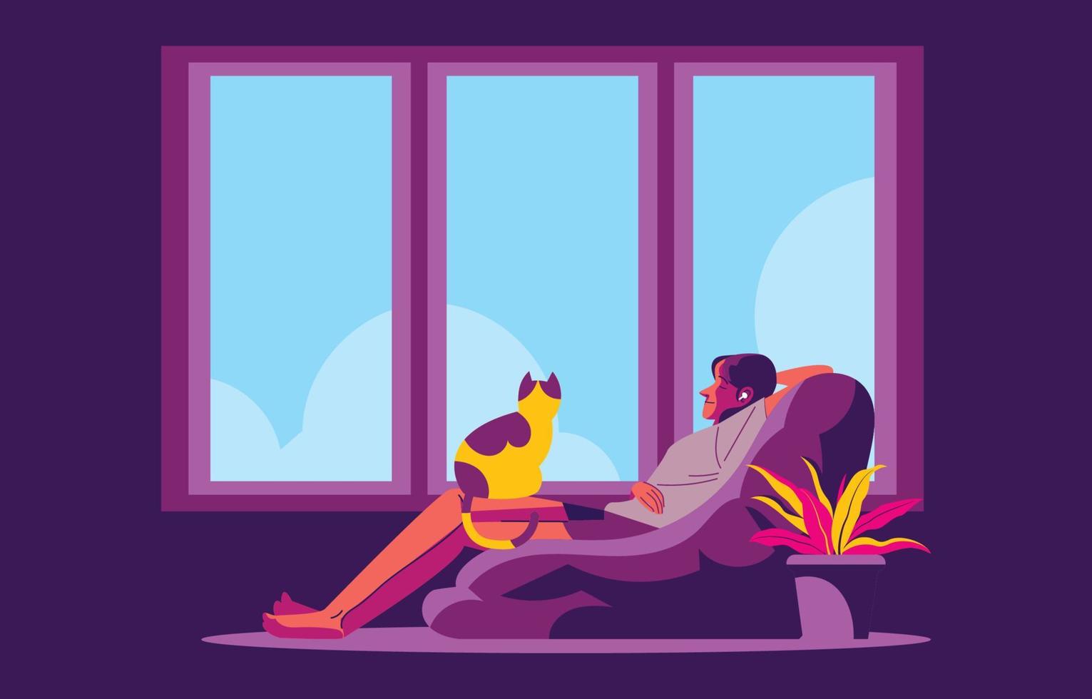 tiempo de relax en un sillón vector