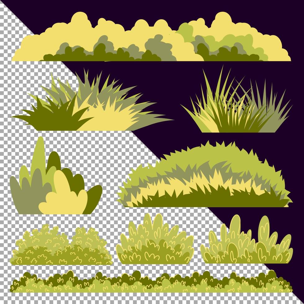 Vector pack of grasses of various shapes and sizes