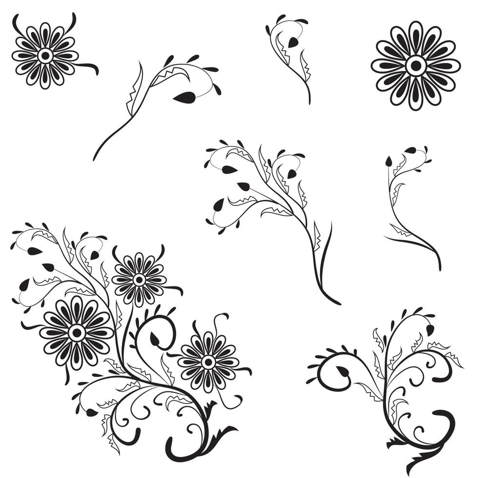 belleza decorativa elegante ilustración para diseño flor dibujada a mano vector