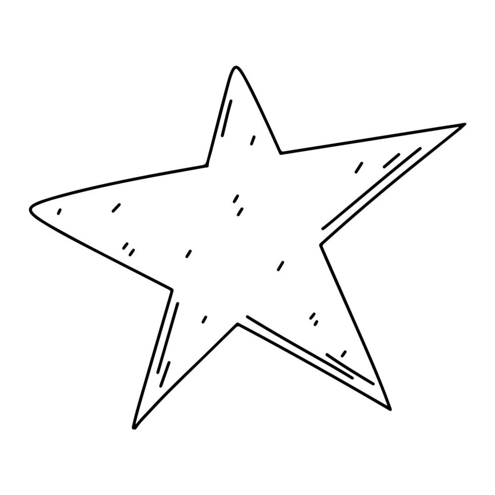 estrella única en estilo de garabato dibujado a mano. ilustración vectorial aislado sobre fondo blanco. vector