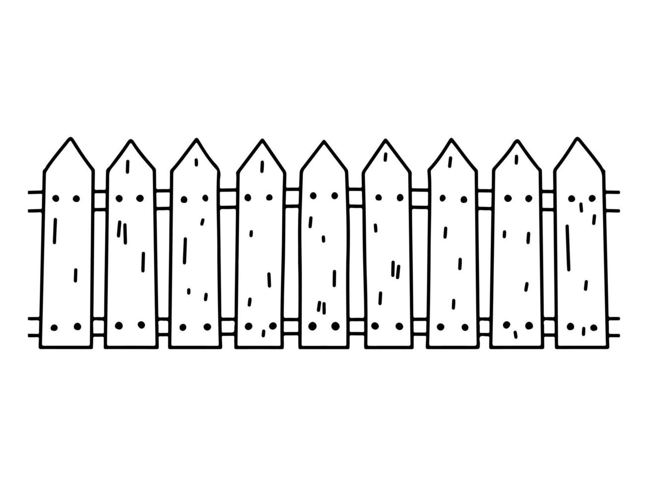 valla de madera en estilo de boceto de garabato dibujado a mano. ilustración vectorial aislado sobre fondo blanco. perfecto para la granja, temas de felices pascuas. vector