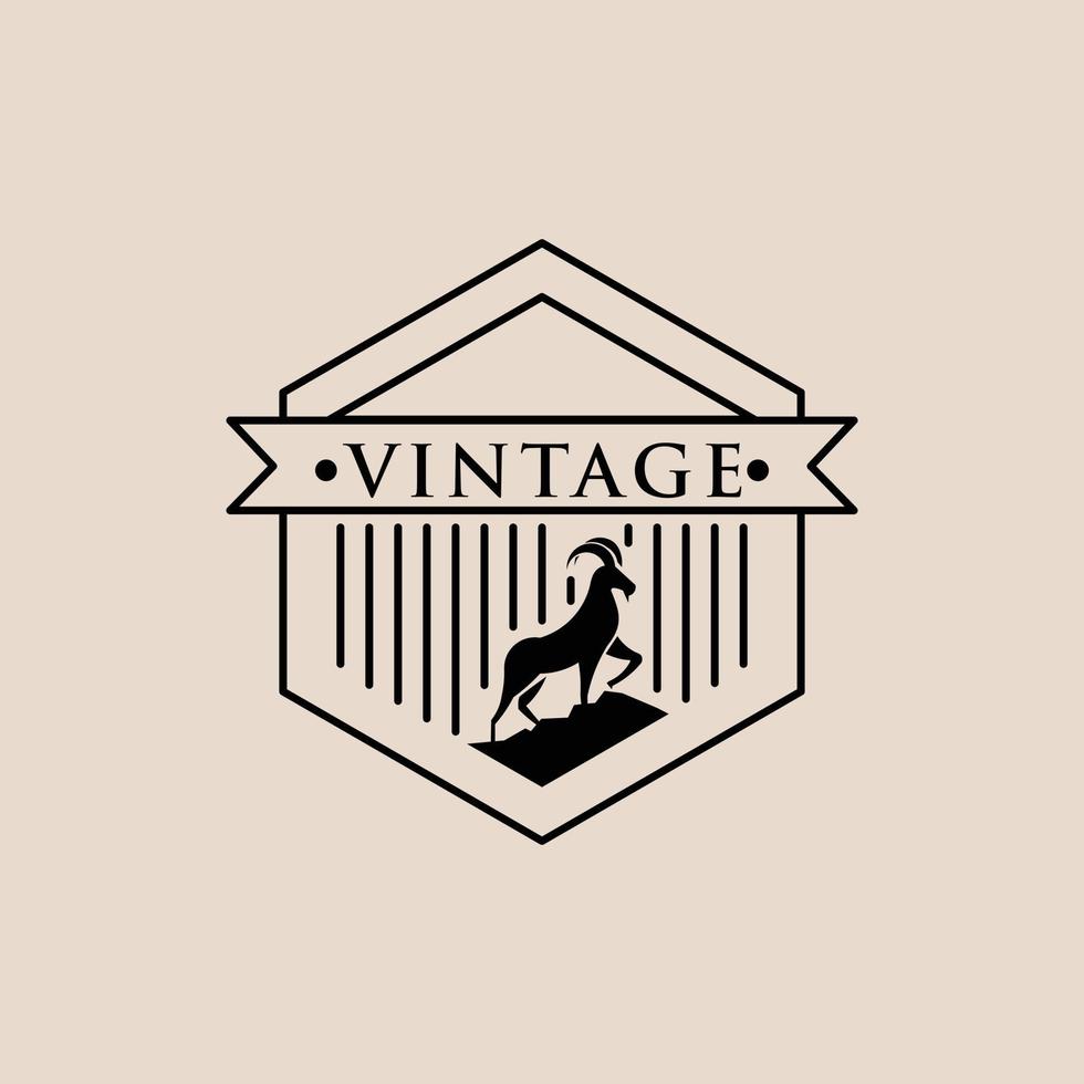 vector de logotipo vintage de cabra de montaña, inspiración de diseño de logotipo de aventura