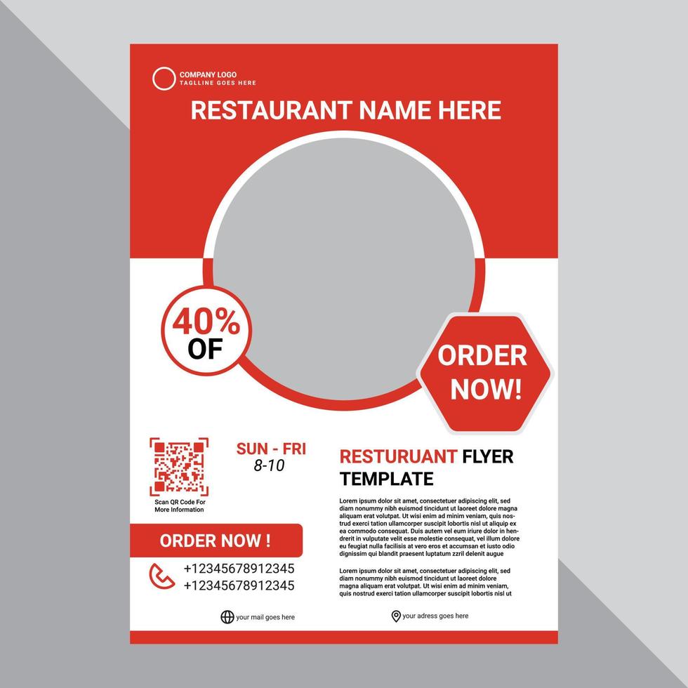 Modern Restaurant Flyer Template Design vector