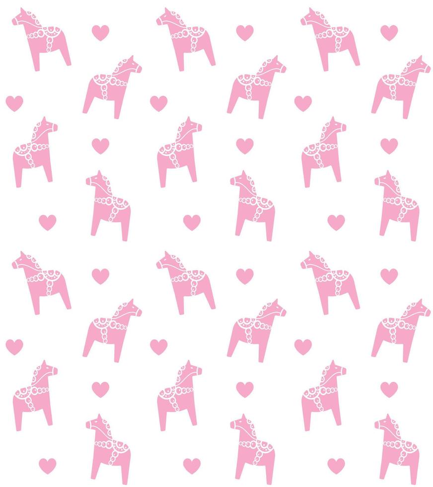 Vector seamless pattern of dala horse unicorn