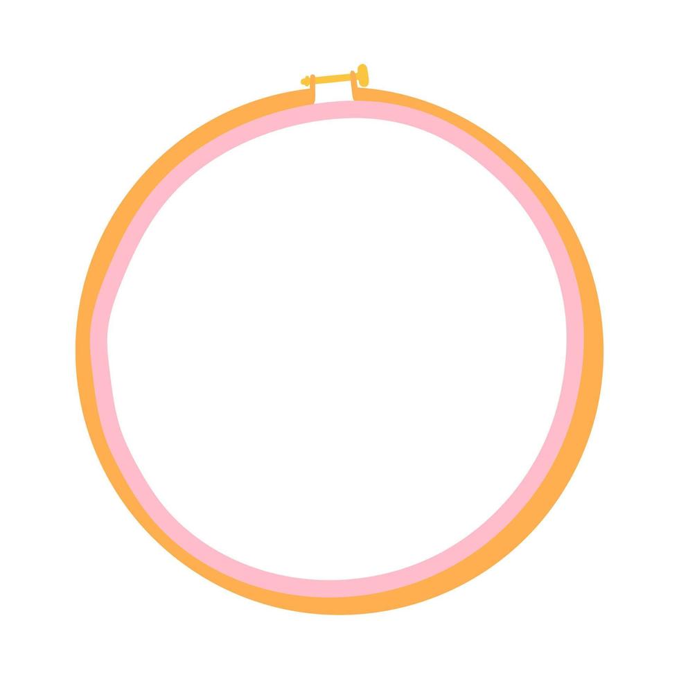 Embroidery round hoop. Vector hand drawn illustration.