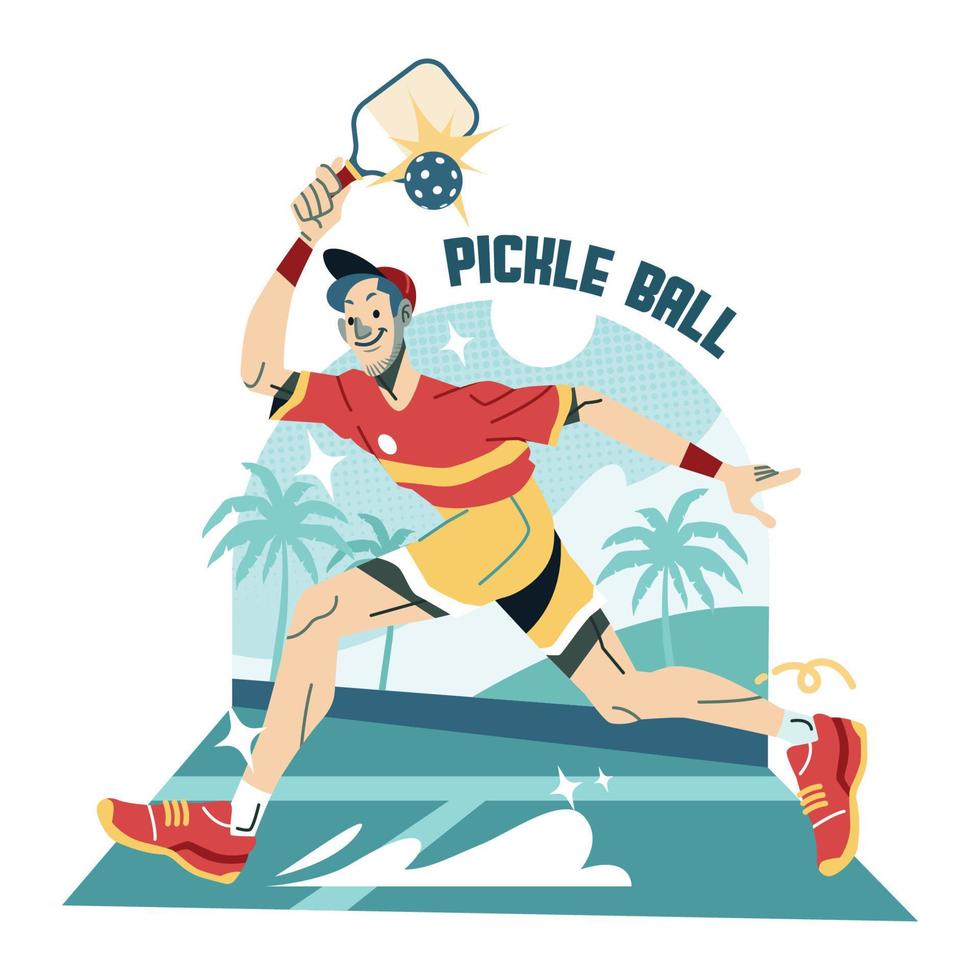 A Man Playing Pickleball In Court vector