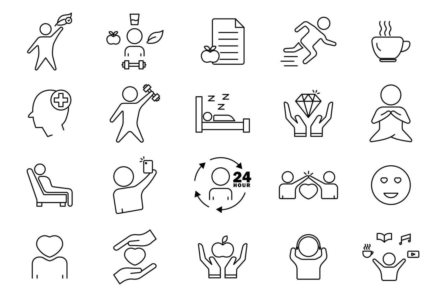 Lifestyle illustration icon set. Line icon style. Simple vector design editable