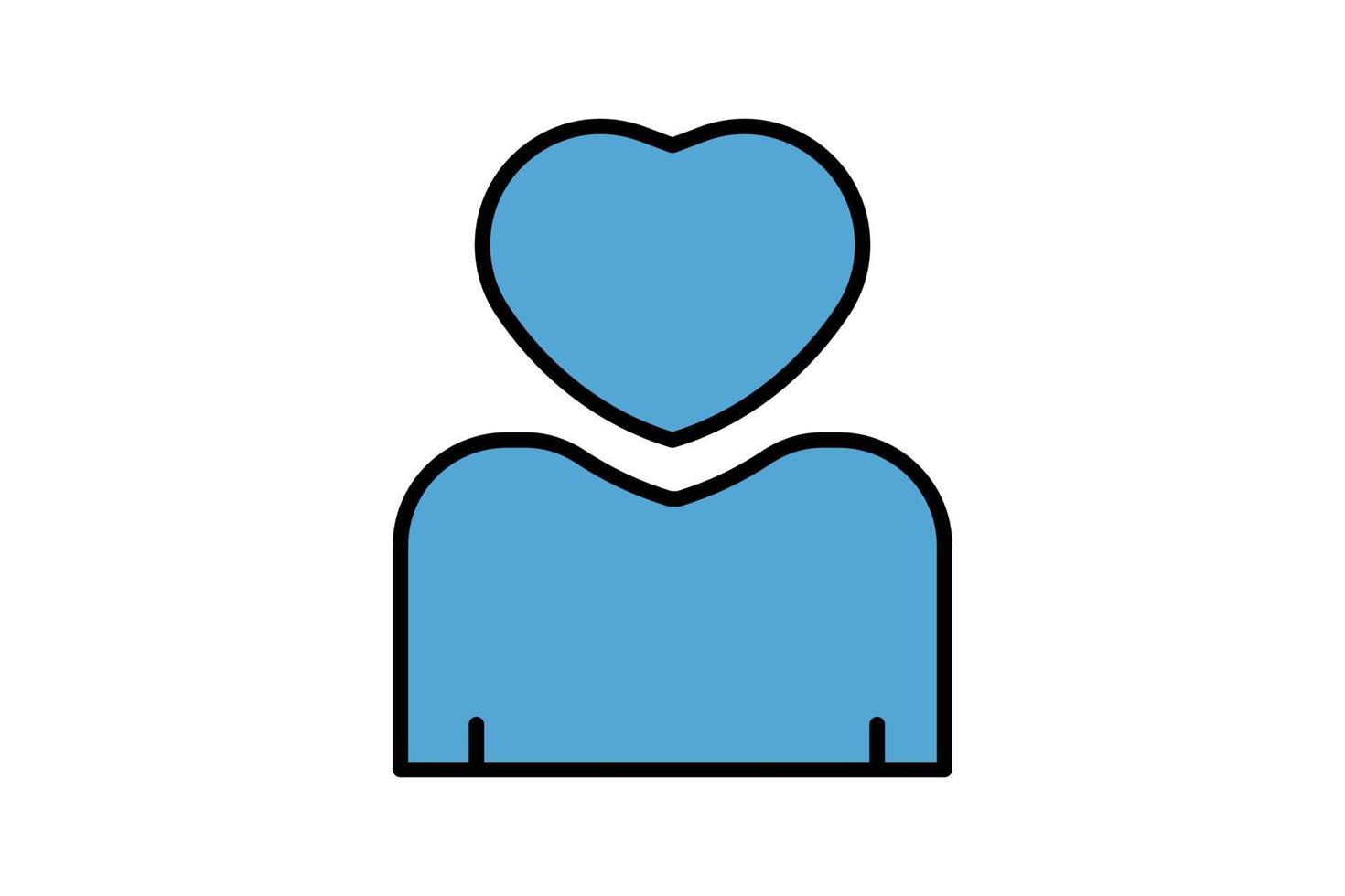 ilustración de icono de intereses de amor. icono de personas con corazón. icono relacionado con el estilo de vida. estilo de icono de línea plana. diseño vectorial simple editable vector